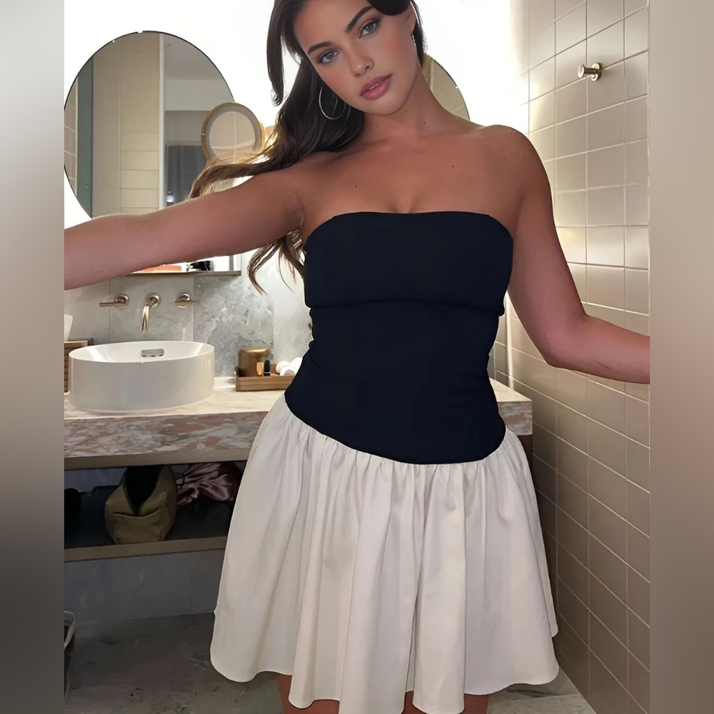 Commense black and white dress